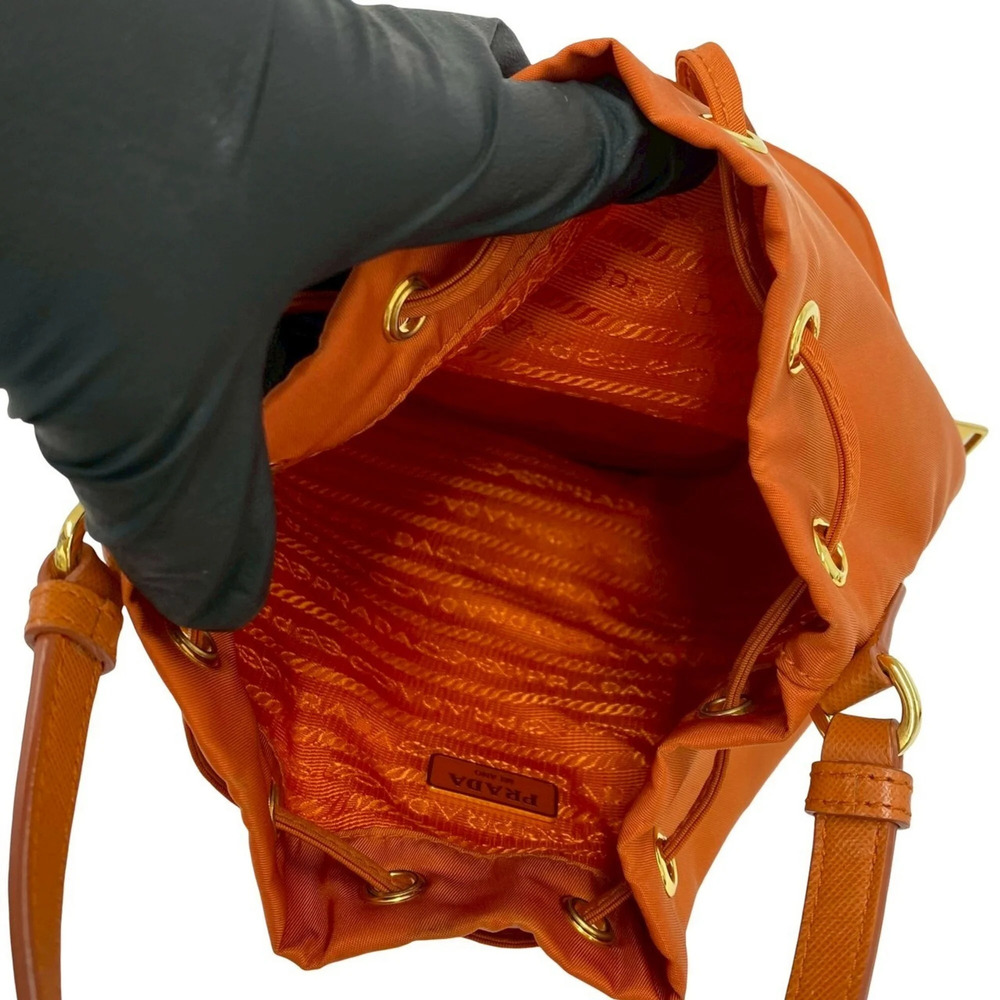 PRADA Orange Leather Saffiano Shoulder Bag - Picture 9 of 10